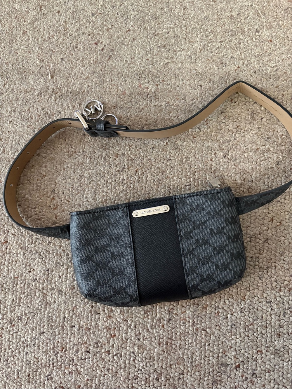 Michael Kors Black and Tan Logo Belt Bag